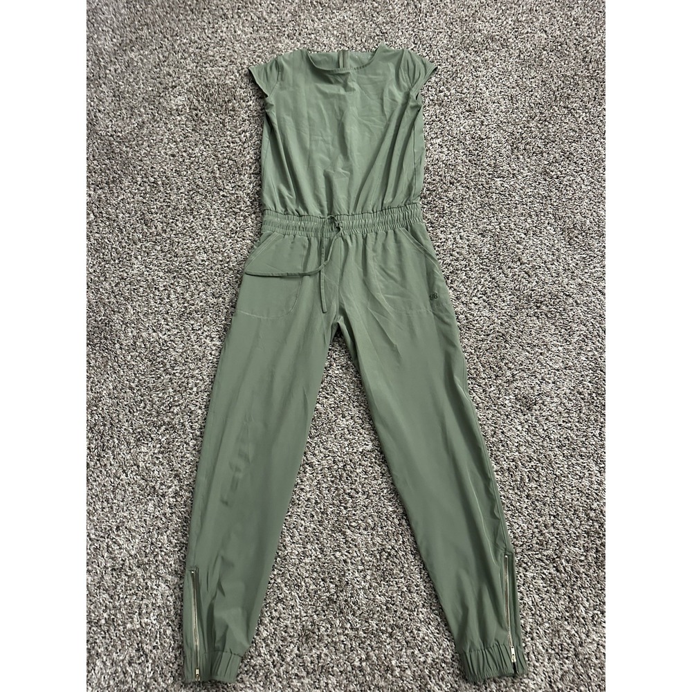 Albion Fit Womens XS Jumpsuit Green Short Cap Sleeve Stretch GG30
